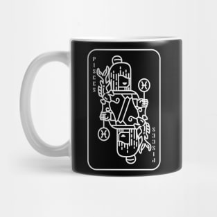 Pisces Zodiac horoscope line art playing card style Mug